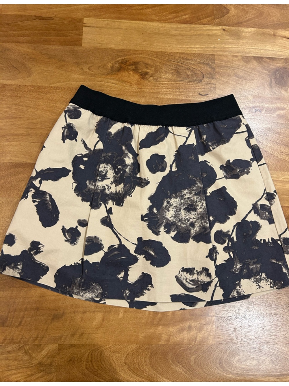 J. Crew Slate Blue and Cream Floral Circle Skirt with Elastic Waist Size 2